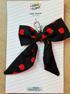 Red Apples Bow Bag Charm-Making The Grade-Teachers Gift-NEW with tags